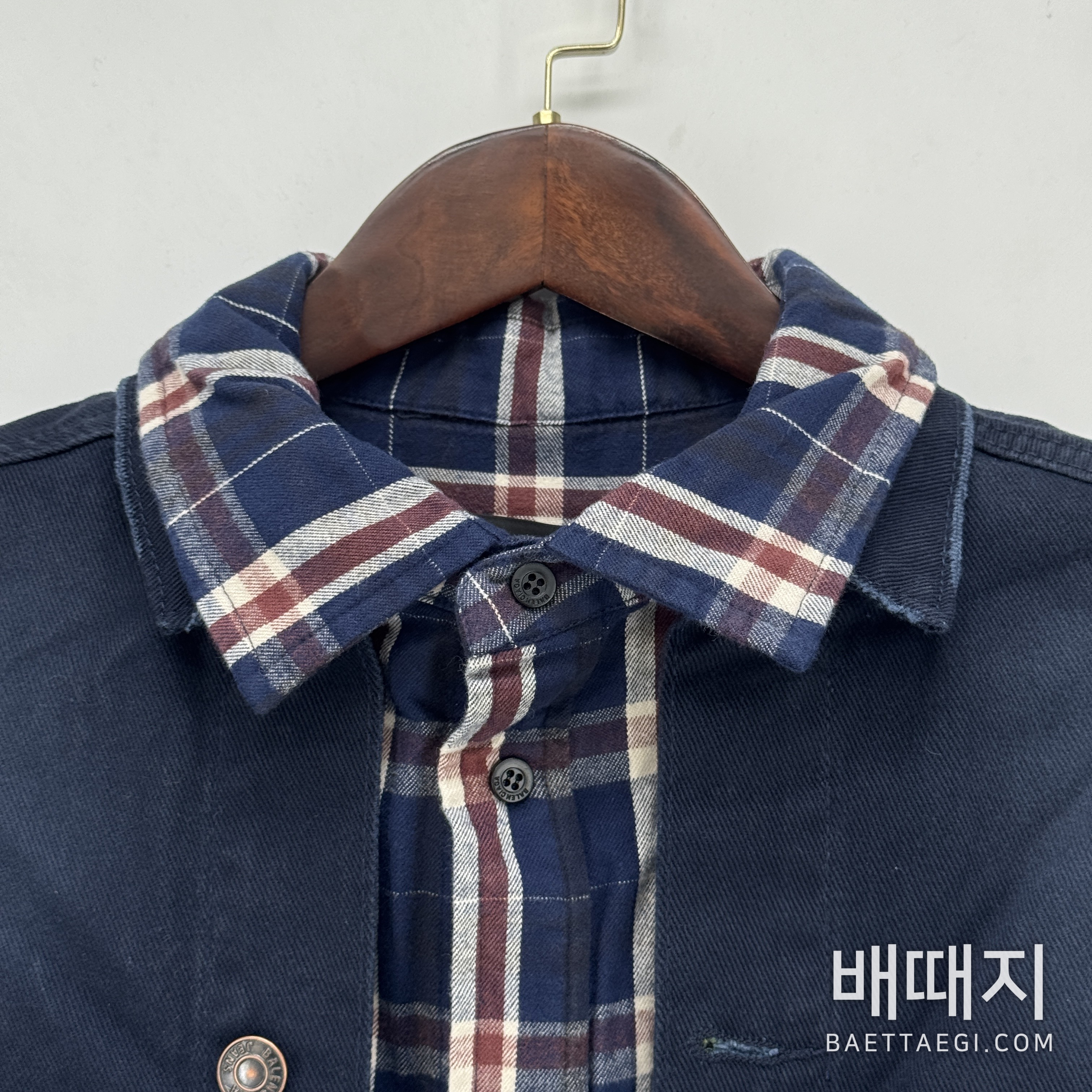 발렌시아가 체크 패턴 패치워크 데님 자켓 196777 검수사진 11