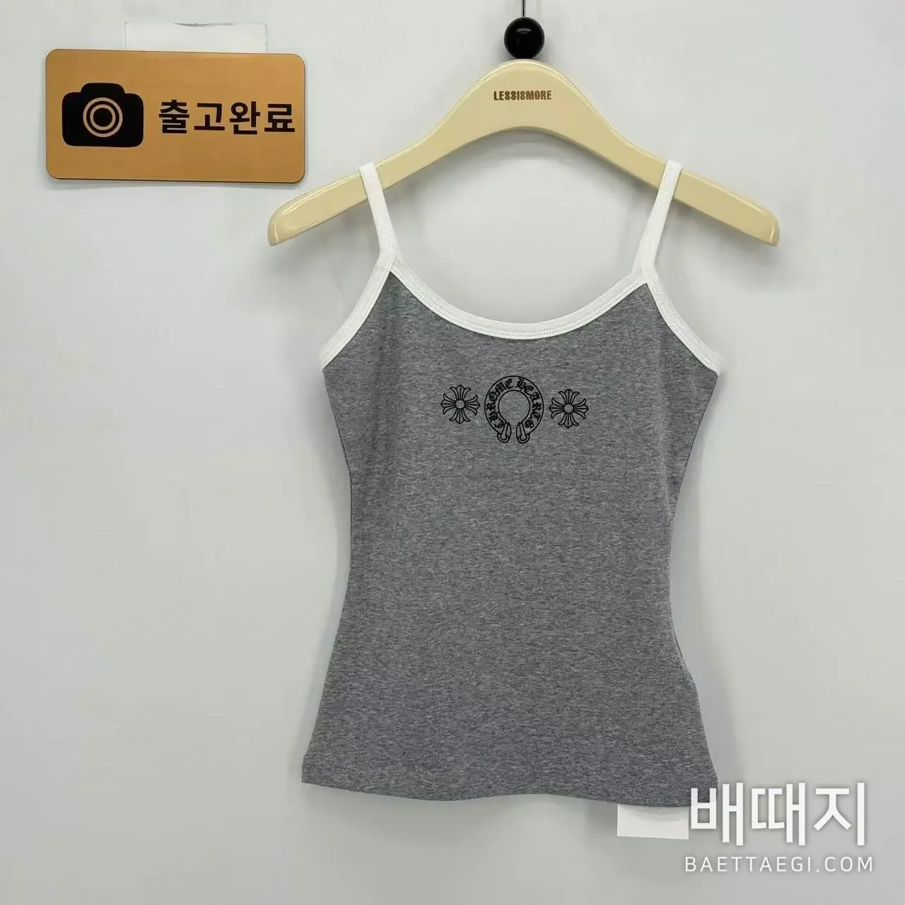 크롬하츠 여성 그레이 화이트 컬러블록 반팔 티셔츠 검수사진 1