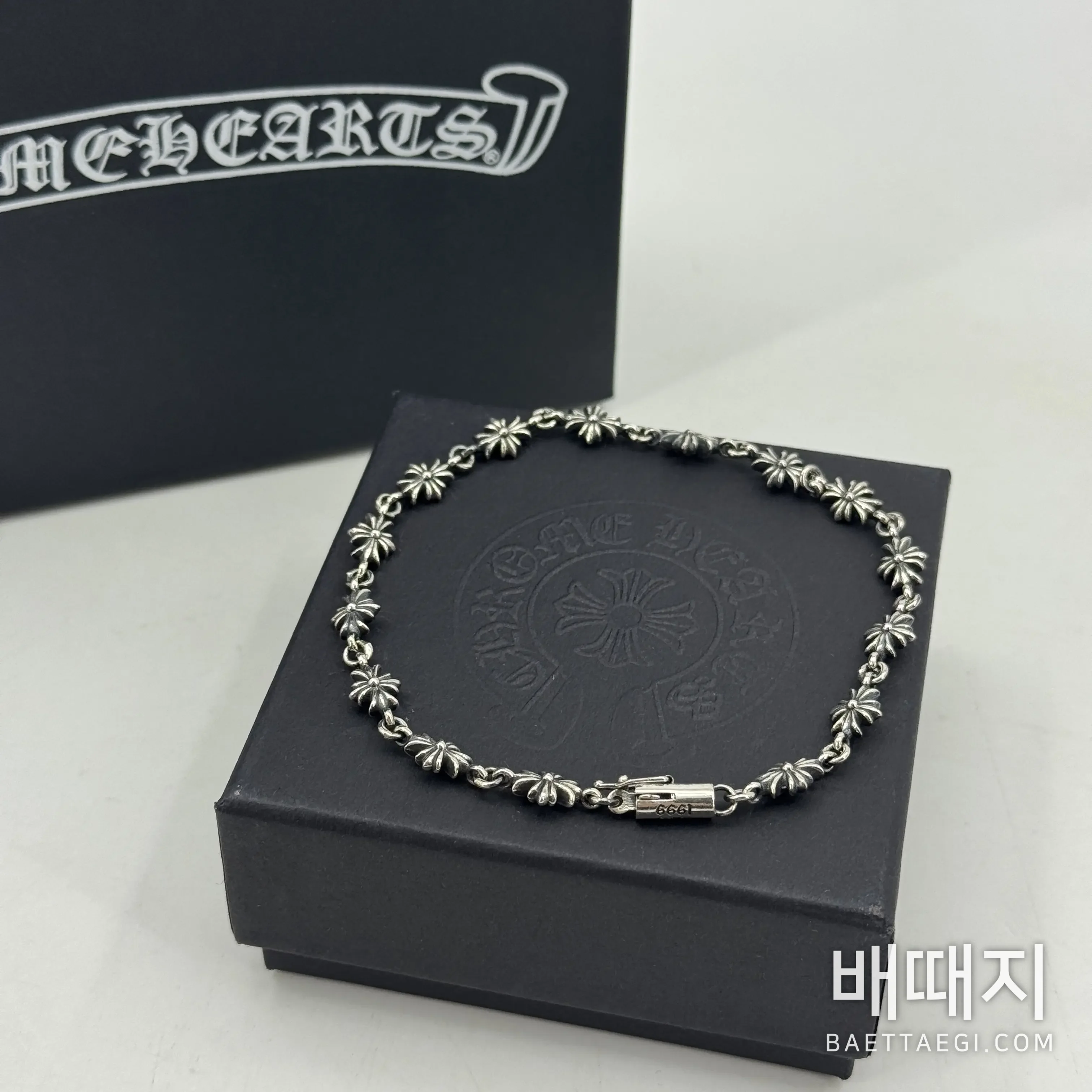 크롬하츠 크로스 엠보싱 팔찌 (순은)61905 검수사진 2