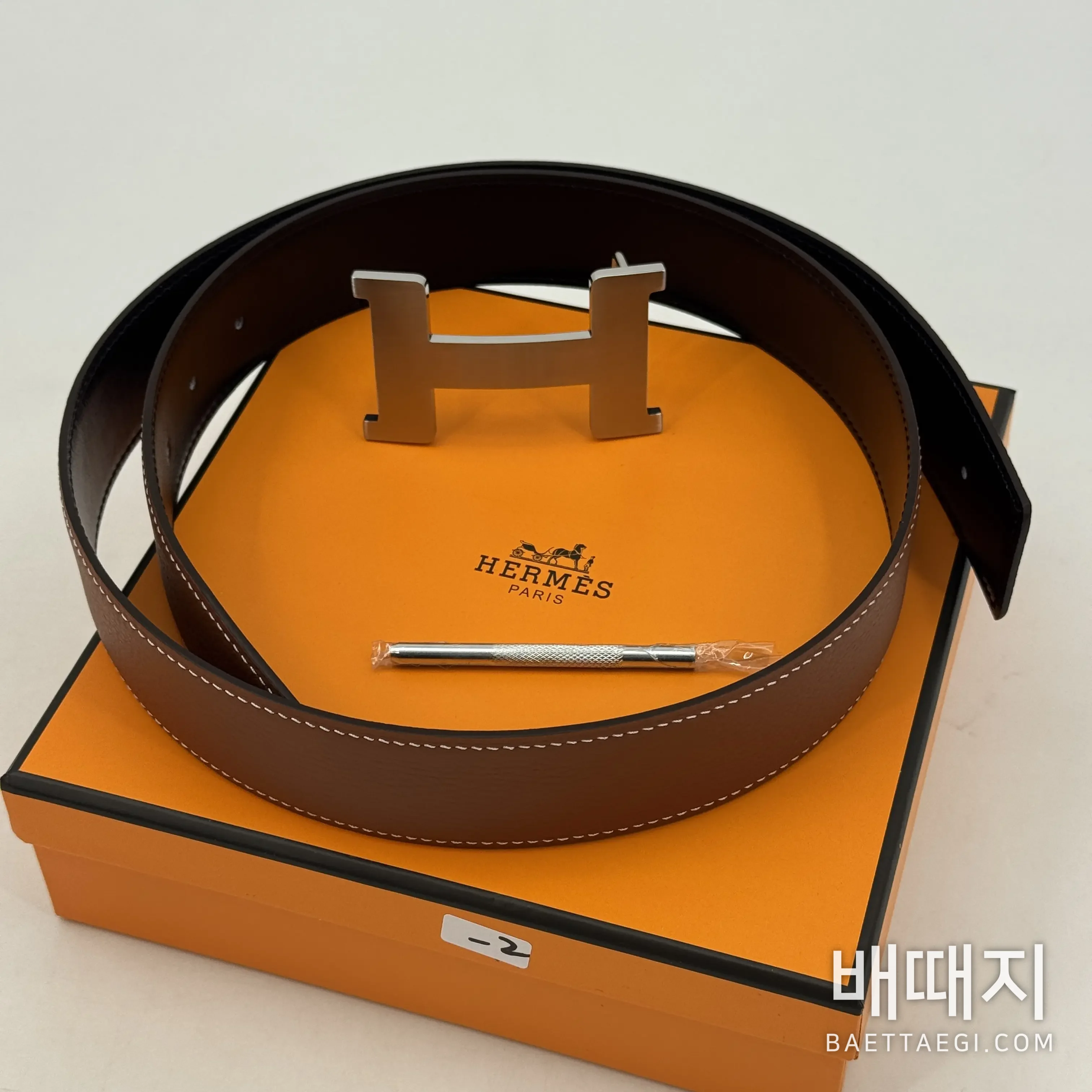 에르메스 H 양면 가죽 벨트 검수사진 2