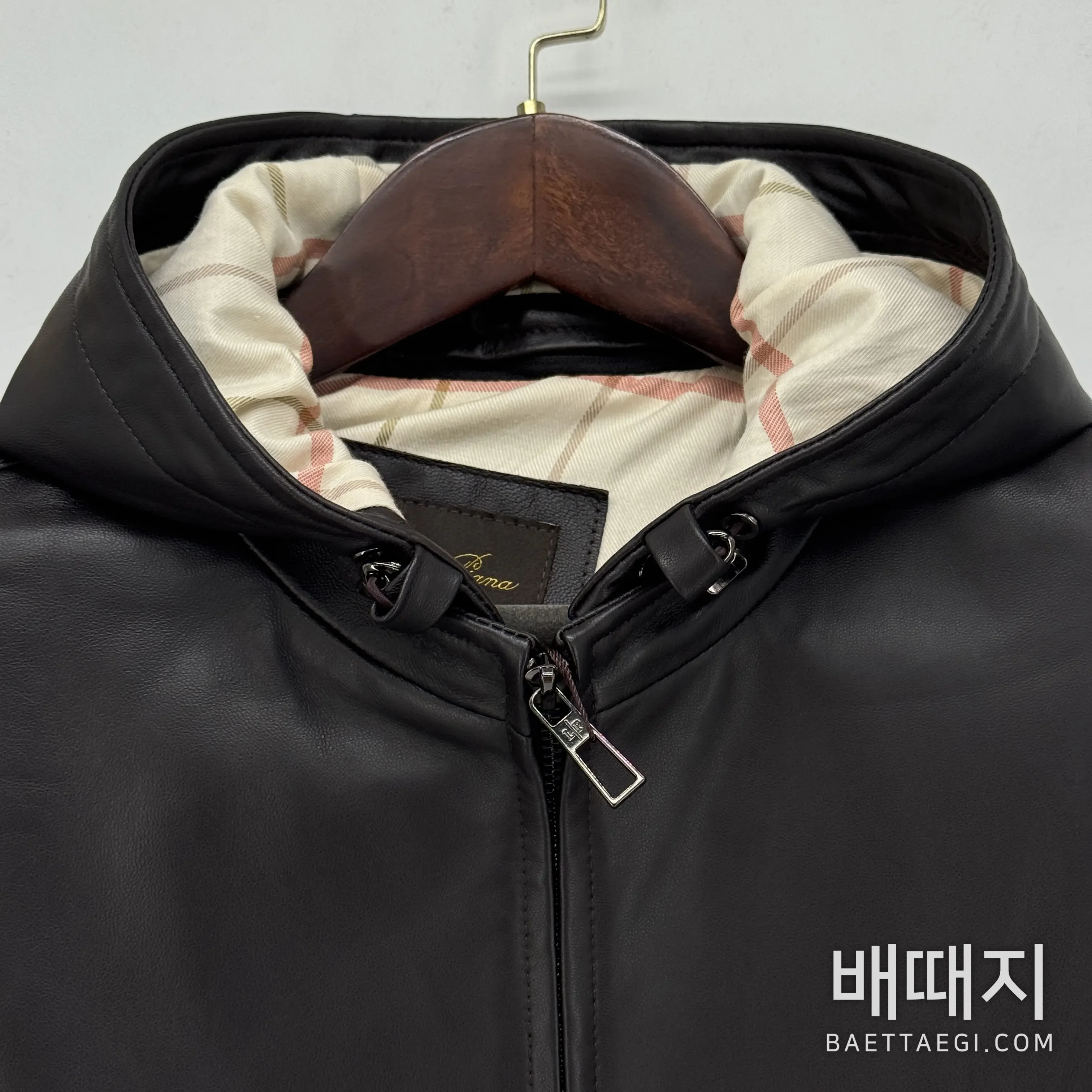 로로피아나 후드 숏 레더 자켓 121895 검수사진 8
