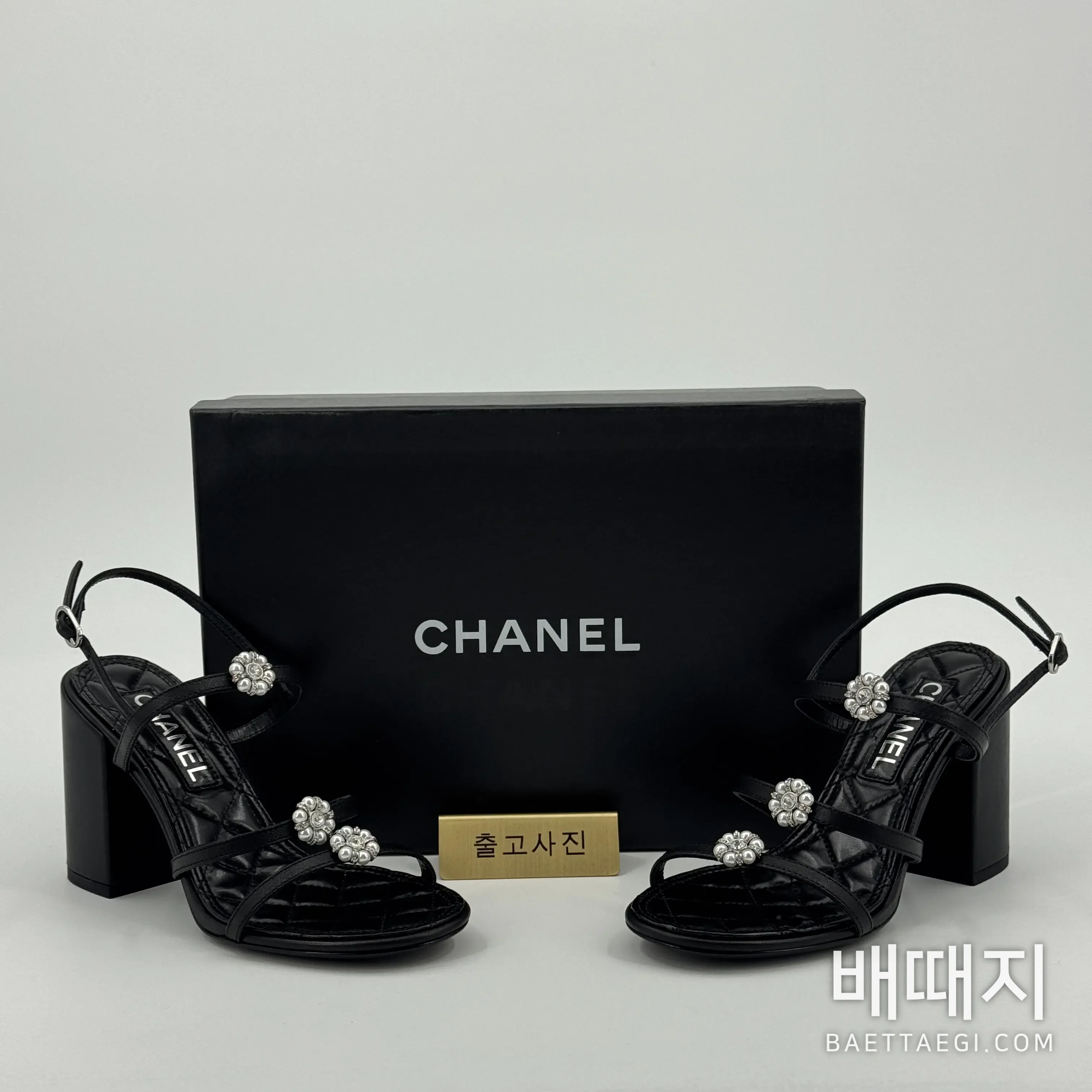 샤넬 26C 라인스톤 플라워 하이힐 샌들 149789 검수사진 1