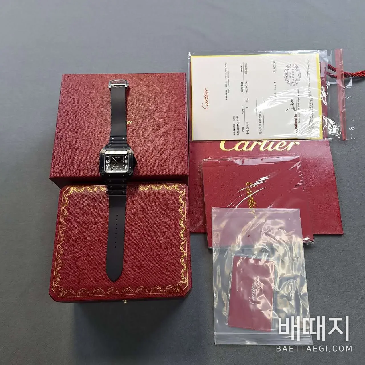 까르띠에 산토스 올블랙 오토매틱 시계 BV공장 검수사진 1