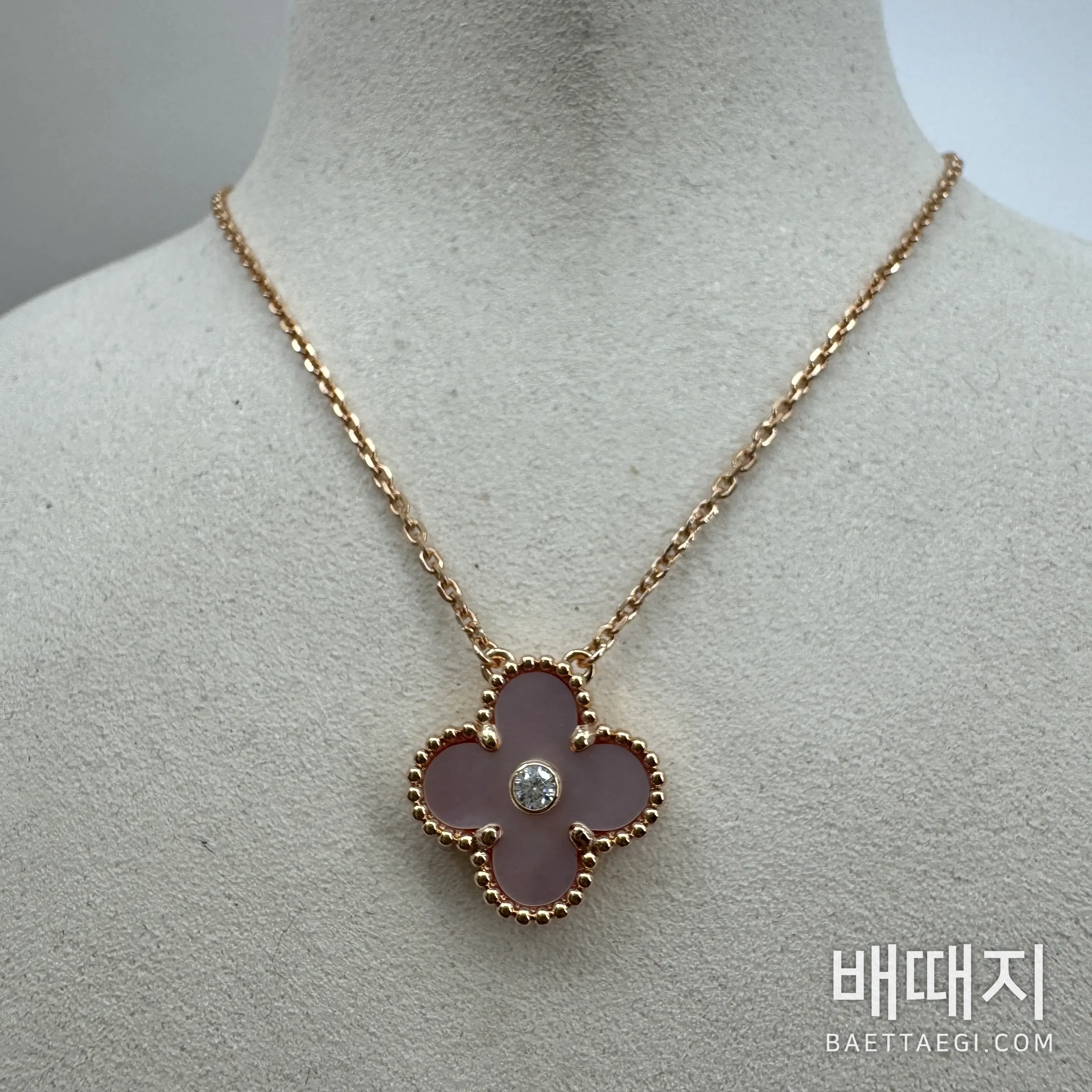 반클리프앤아펠 분홍 자개 다이아몬드 네잎클로버 목걸이 178565 검수사진 3