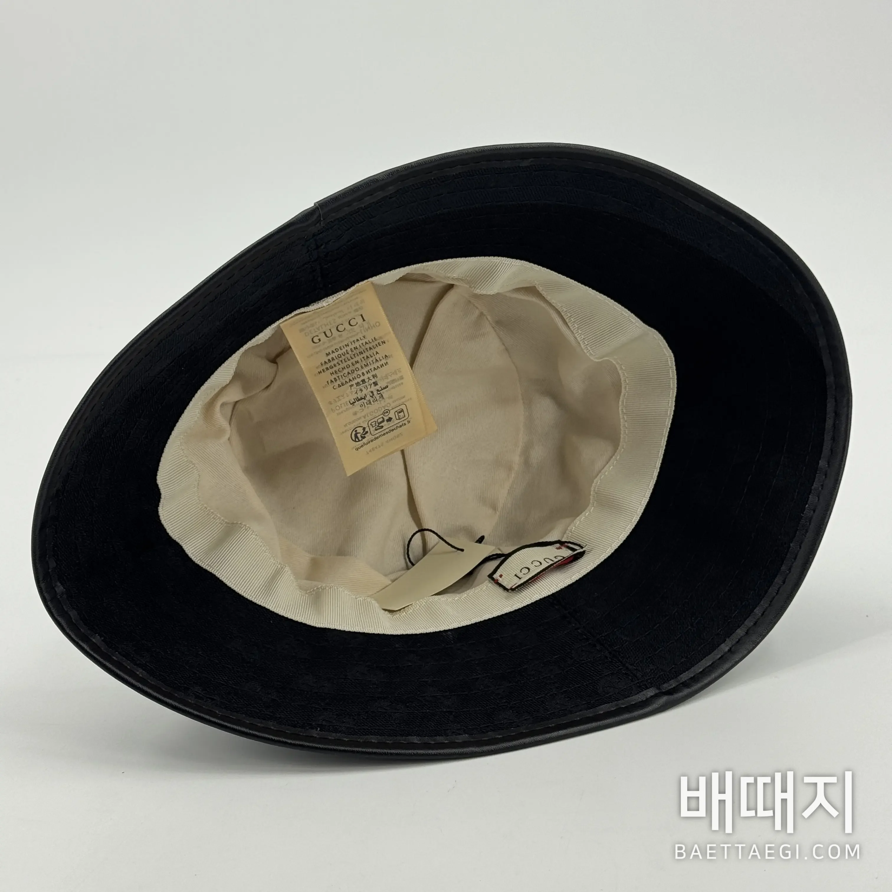 구찌 가죽 트림 버킷 햇 모자 186013 검수사진 7
