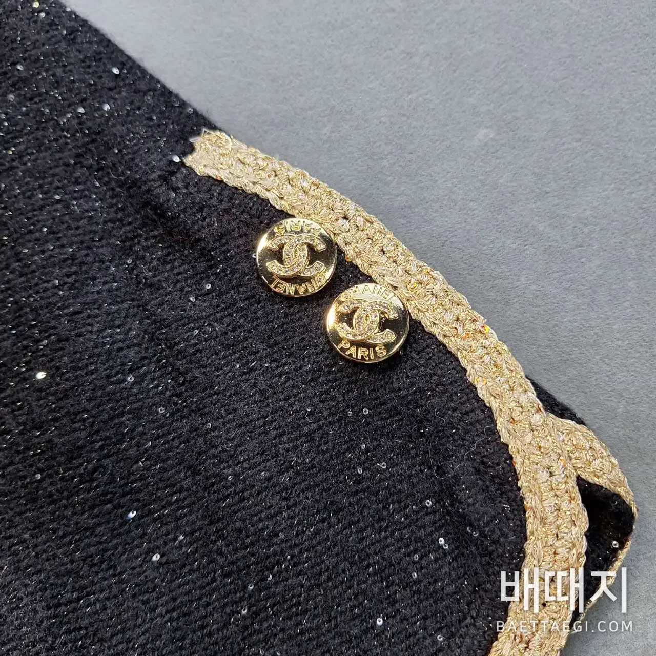 샤넬 골드 트림 캐시미어 가디건 199478 검수사진 6