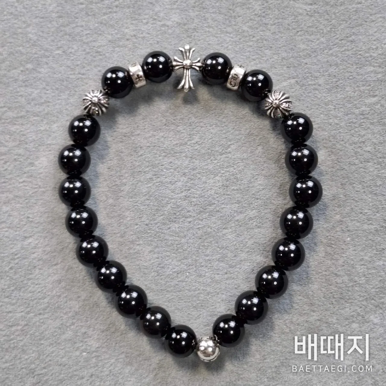 크롬하츠 블랙 아게이트 스털링 실버 비즈 팔찌 검수사진 4