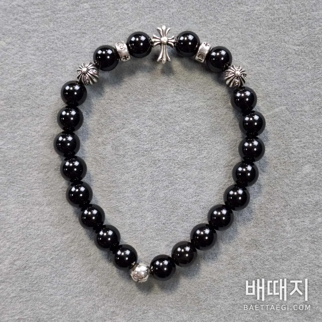크롬하츠 블랙 아게이트 스털링 실버 비즈 팔찌 검수사진 3