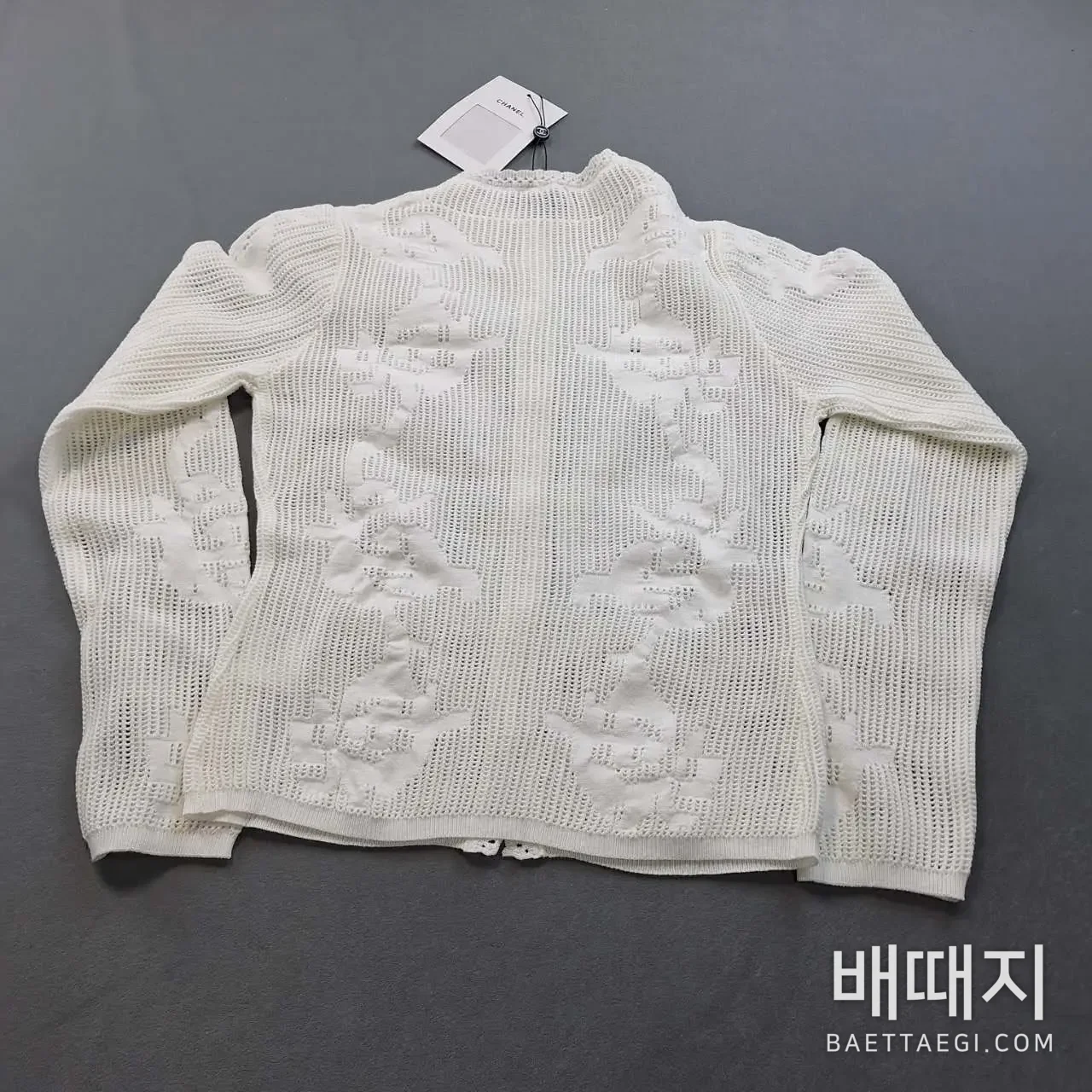 샤넬 플라워 메시 자카드 레이스 트리밍 가디건 검수사진 2