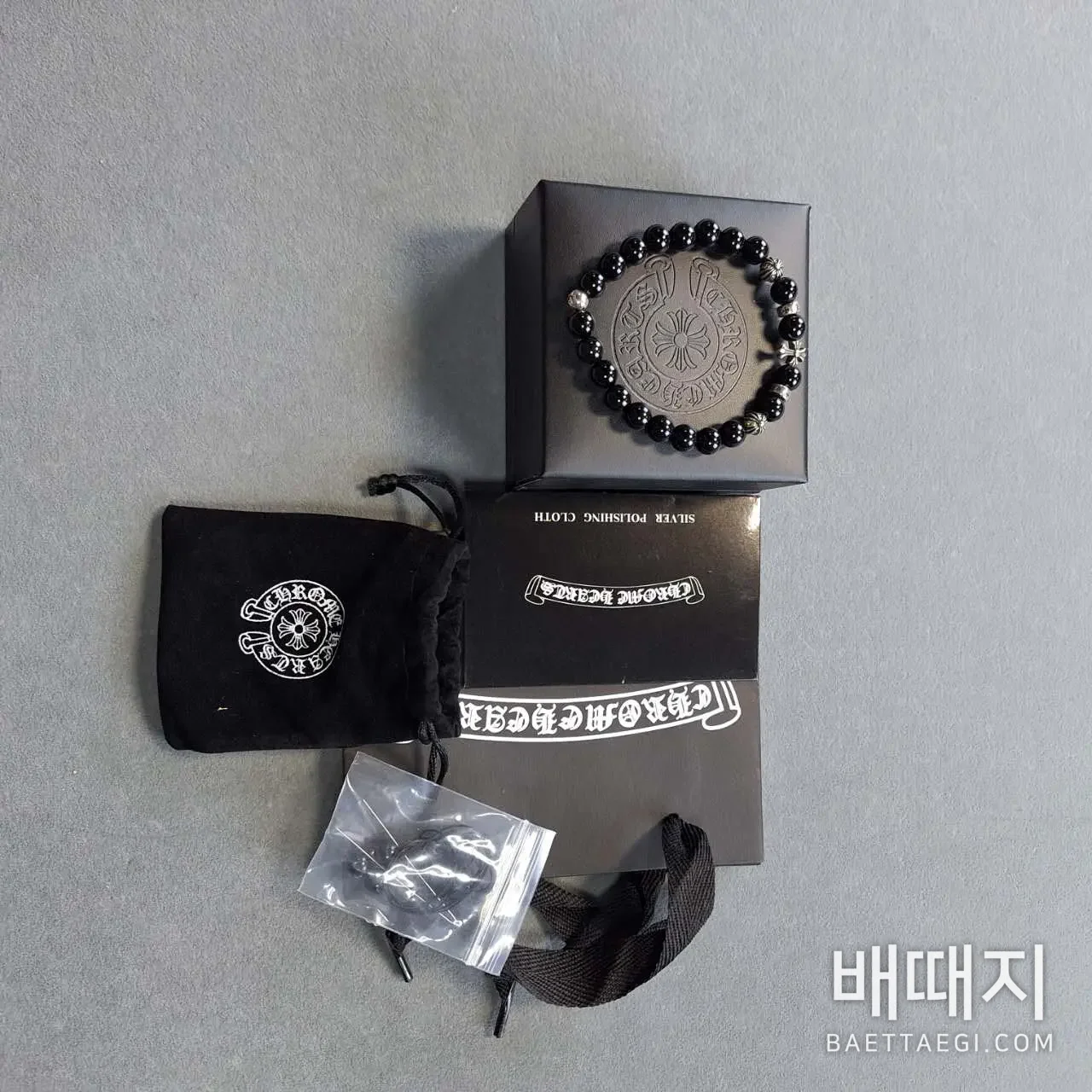 크롬하츠 블랙 아게이트 스털링 실버 비즈 팔찌 검수사진 1