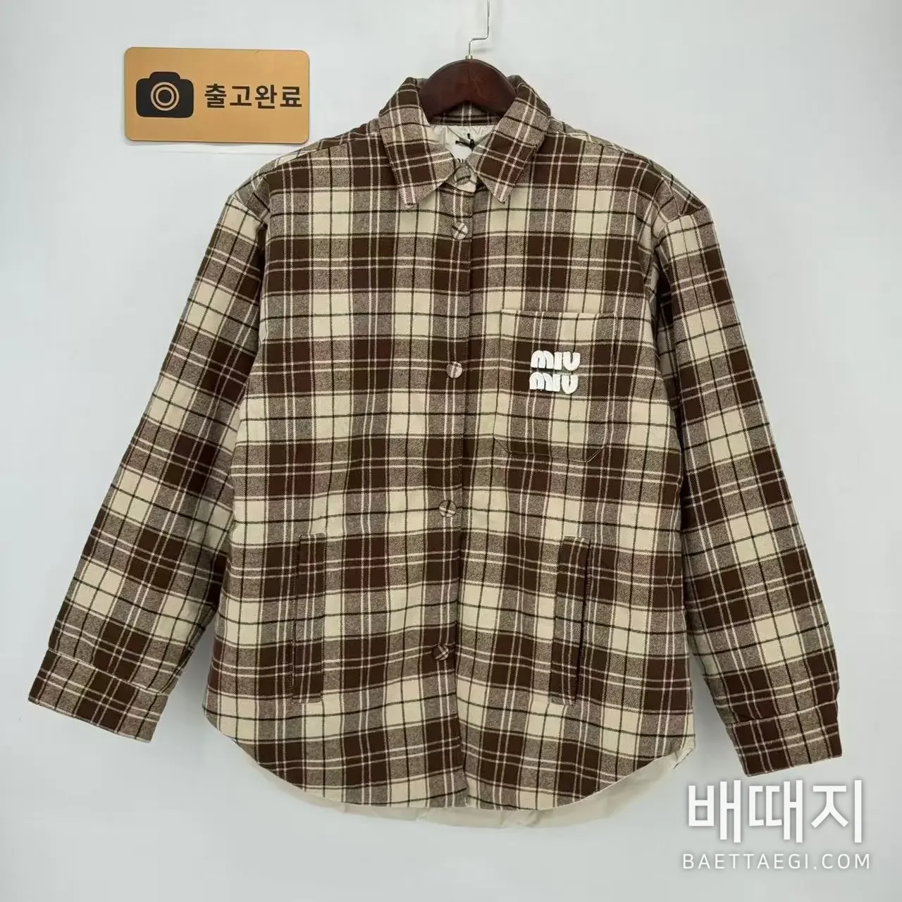 미우미우 다크브라운 체크 패턴 퀼팅 남성 자켓 검수사진 1