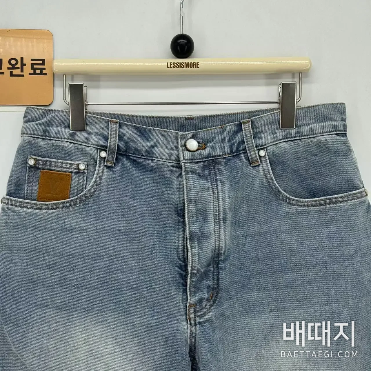 루이비통 포켓 로고 데님 남성 반바지 검수사진 2