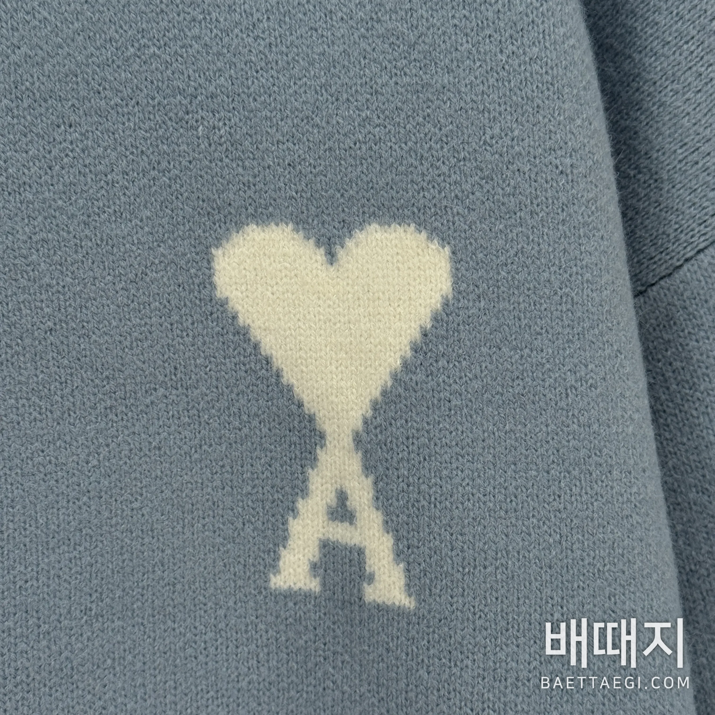 아미 하트 자카드 알파카 울 크루넥 스웨터 검수사진 4