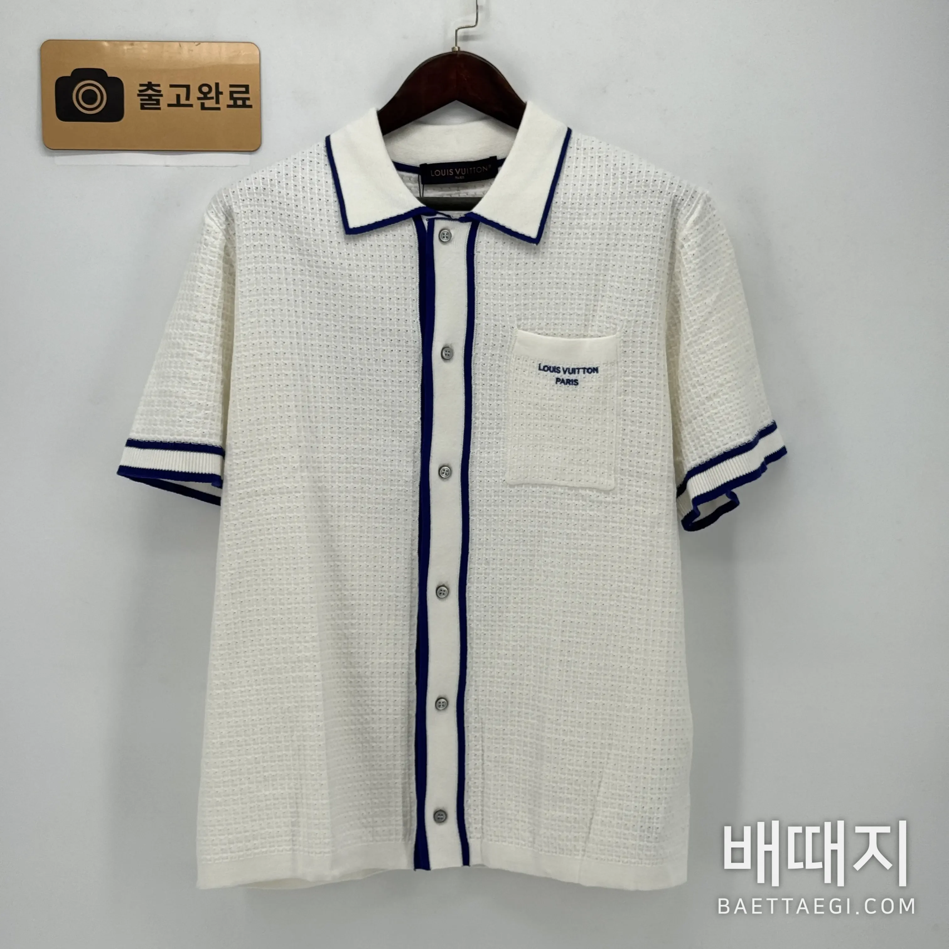 루이비통 와플 컬러 블록 남성 반팔 니트 셔츠 검수사진 1