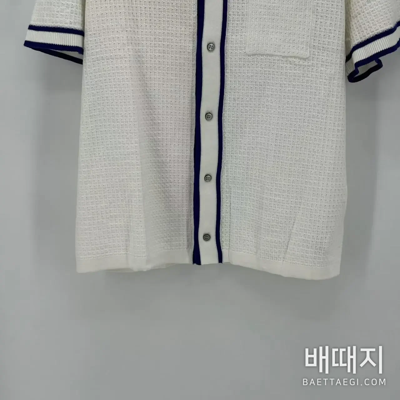 루이비통 와플 컬러 블록 남성 반팔 니트 셔츠 검수사진 3