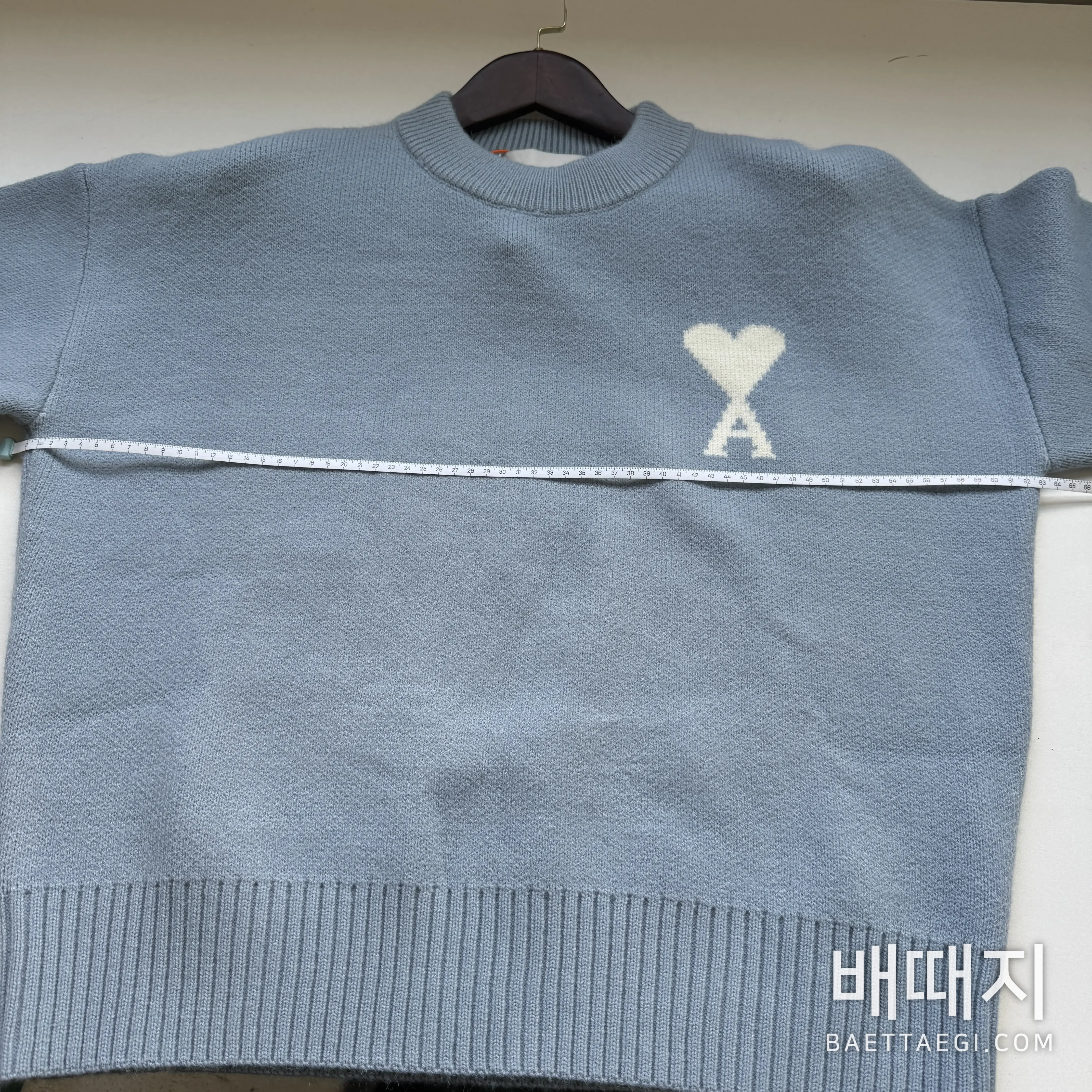 아미 하트 자카드 알파카 울 크루넥 스웨터 170234 검수사진 8