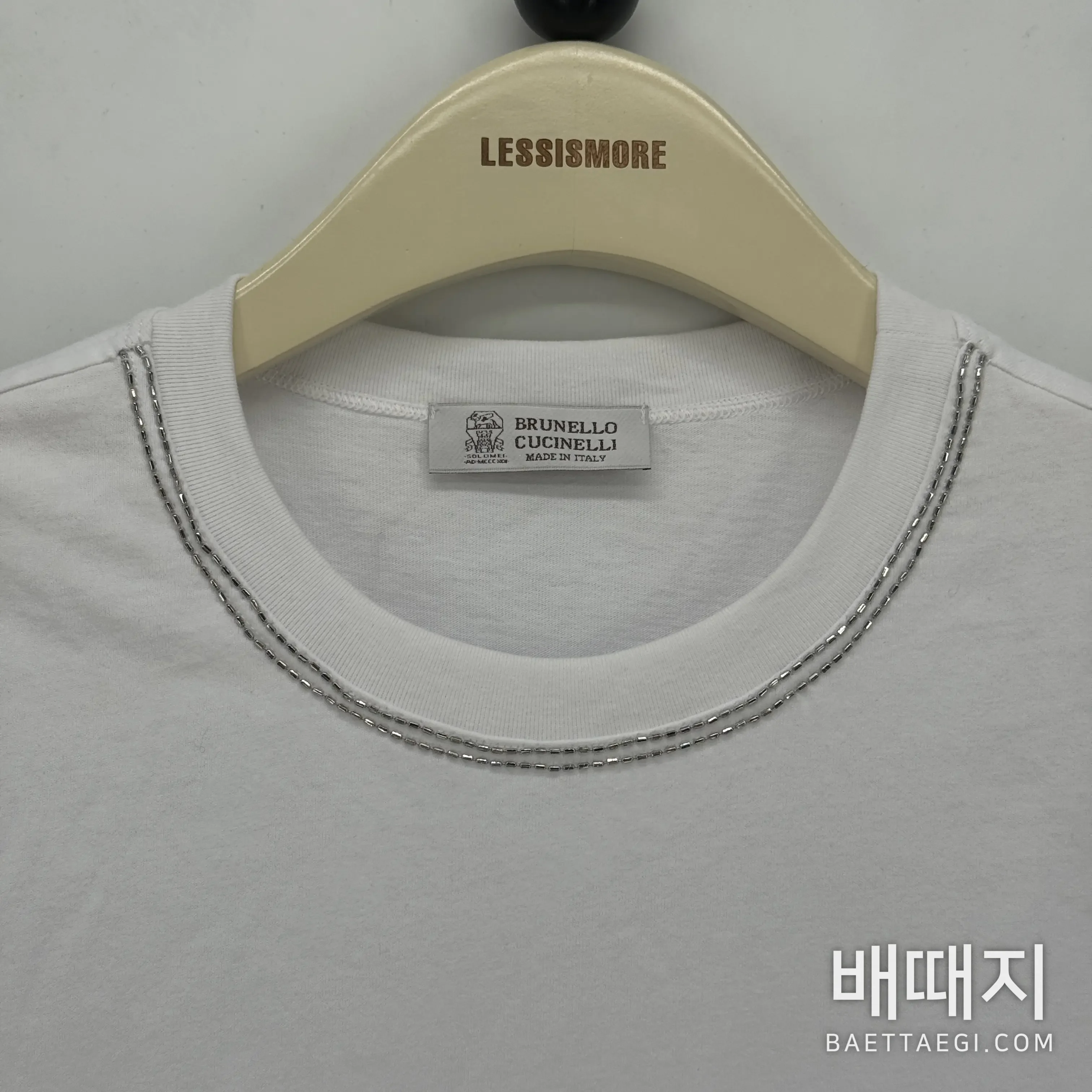 브루넬로쿠치넬리 비즈 장식 크루넥 코튼 반팔 티셔츠 검수사진 4