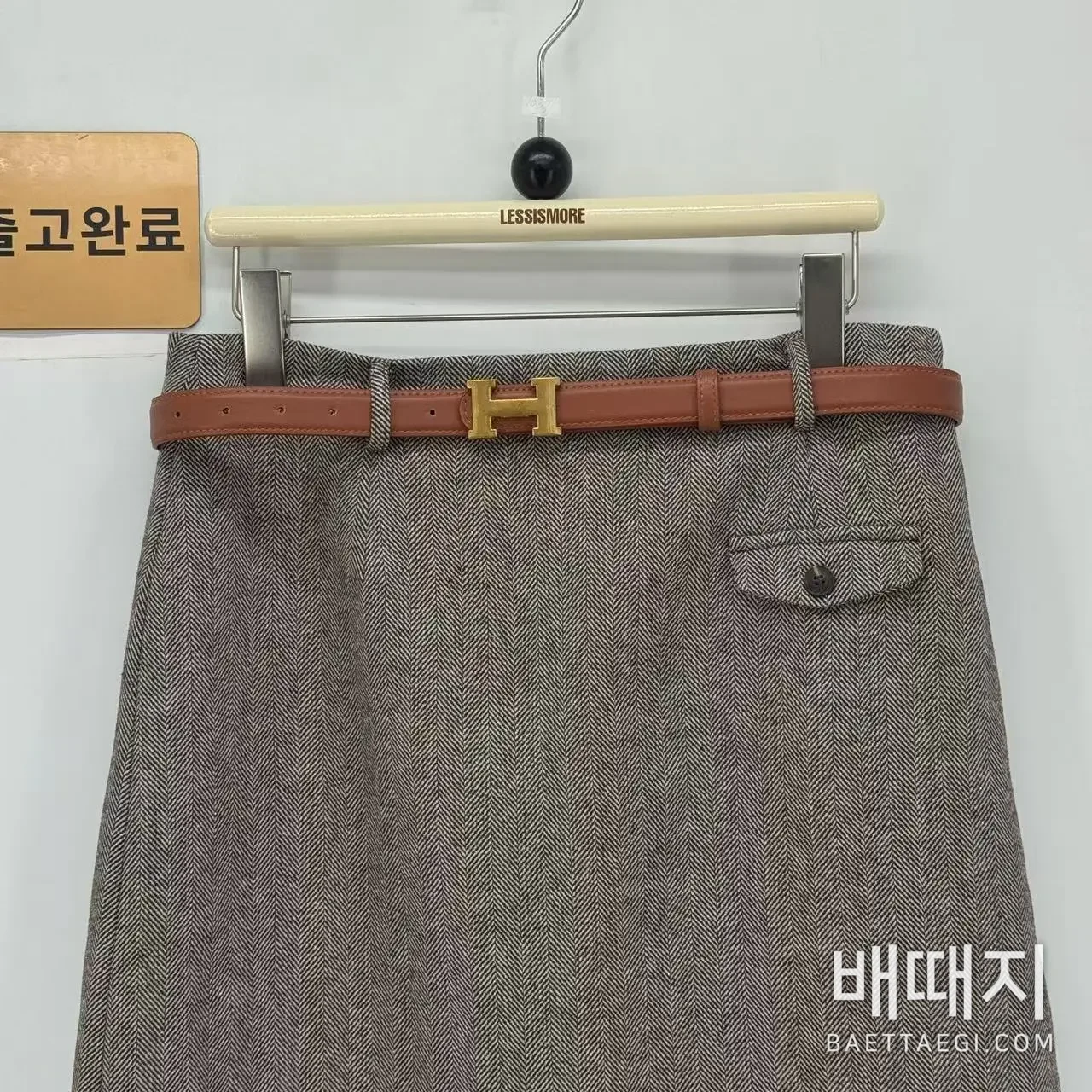 에르메스 벨트 장식 프린트 플랩 포켓 롱 스커트 검수사진 2