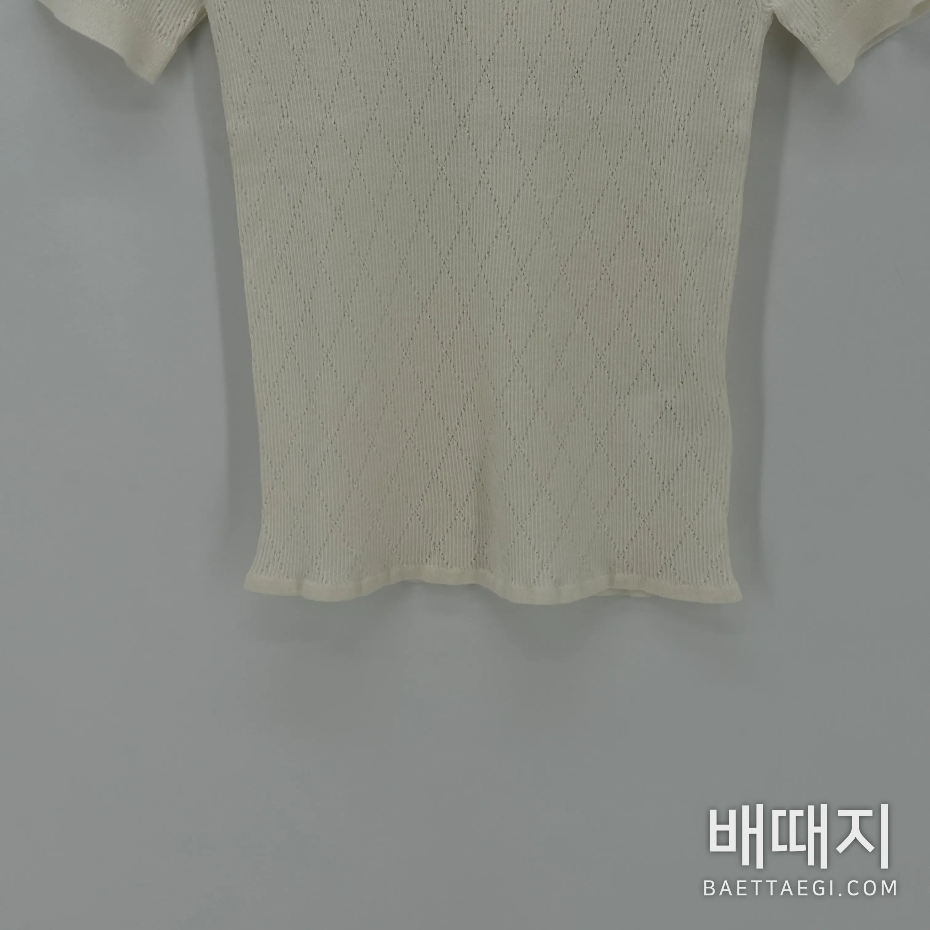 샤넬 다이아몬드 장식 여성 반팔 니트 티셔츠 검수사진 3