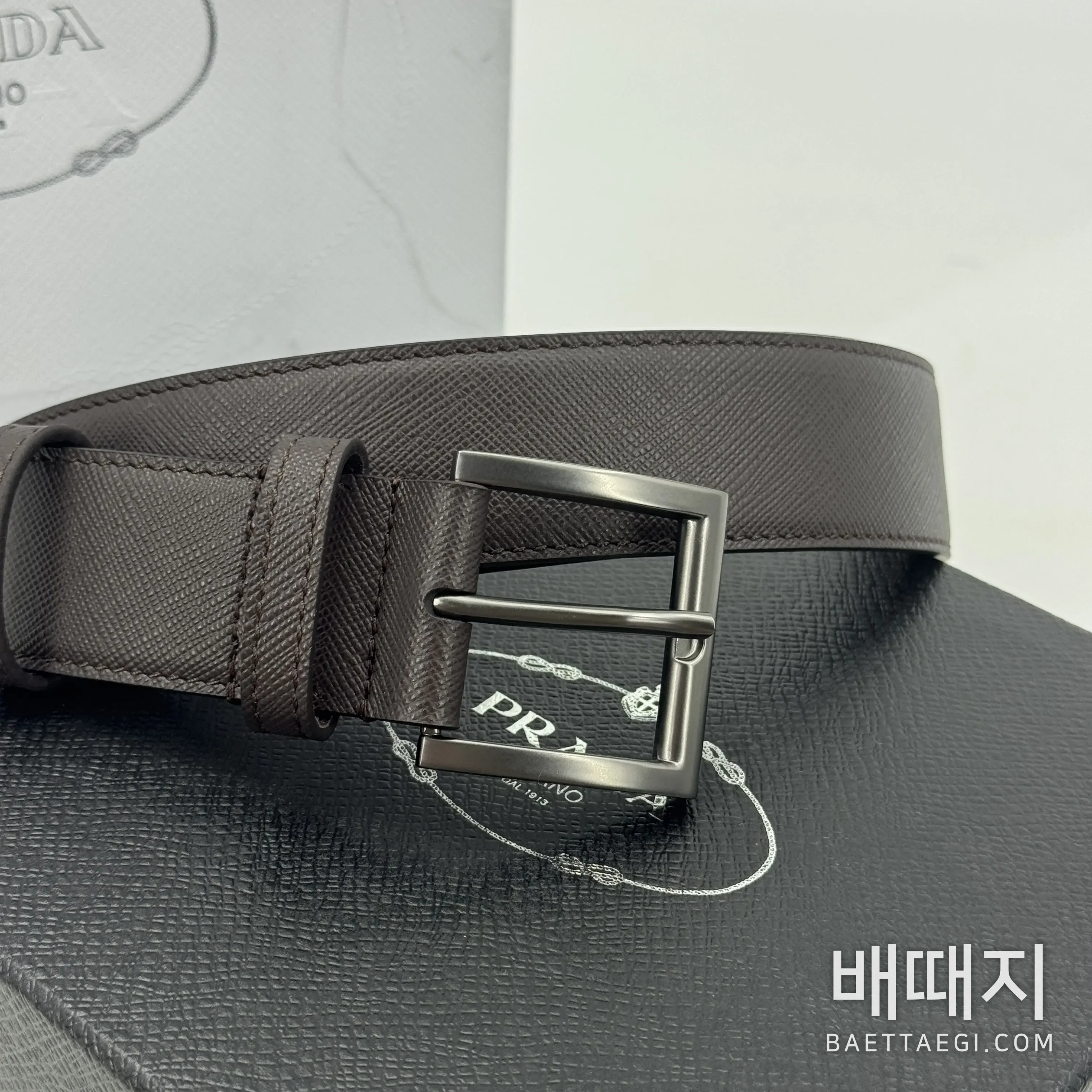 프라다 사피아노 가죽 33mm 남성 벨트 검수사진 3