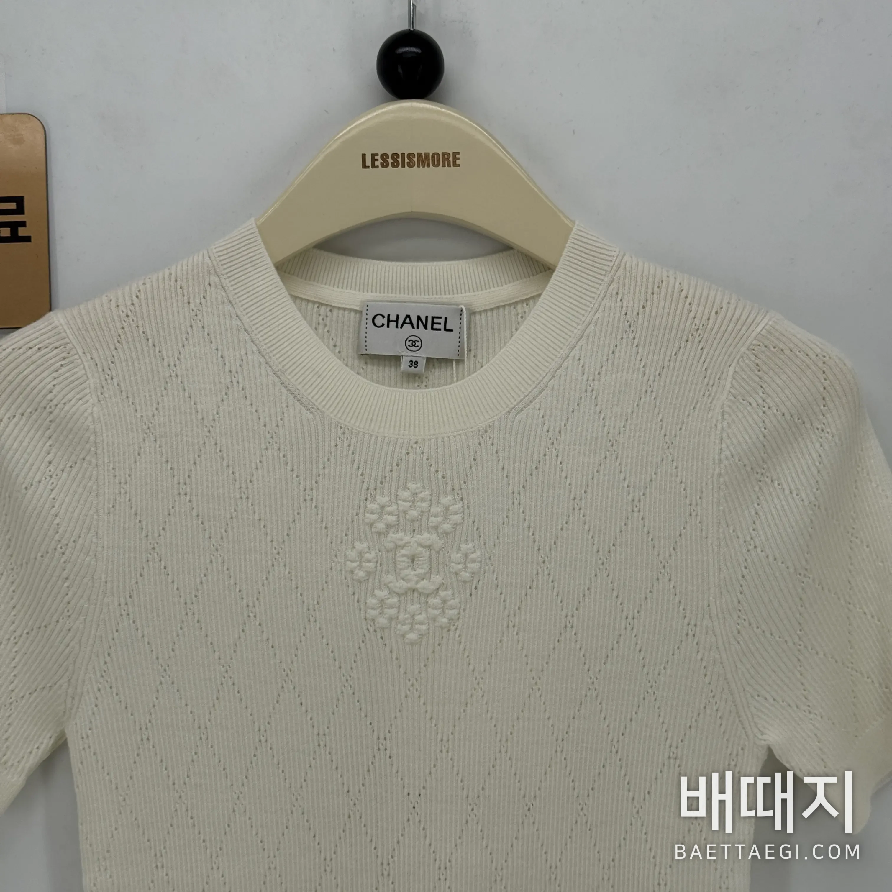 샤넬 다이아몬드 장식 여성 반팔 니트 티셔츠 검수사진 2