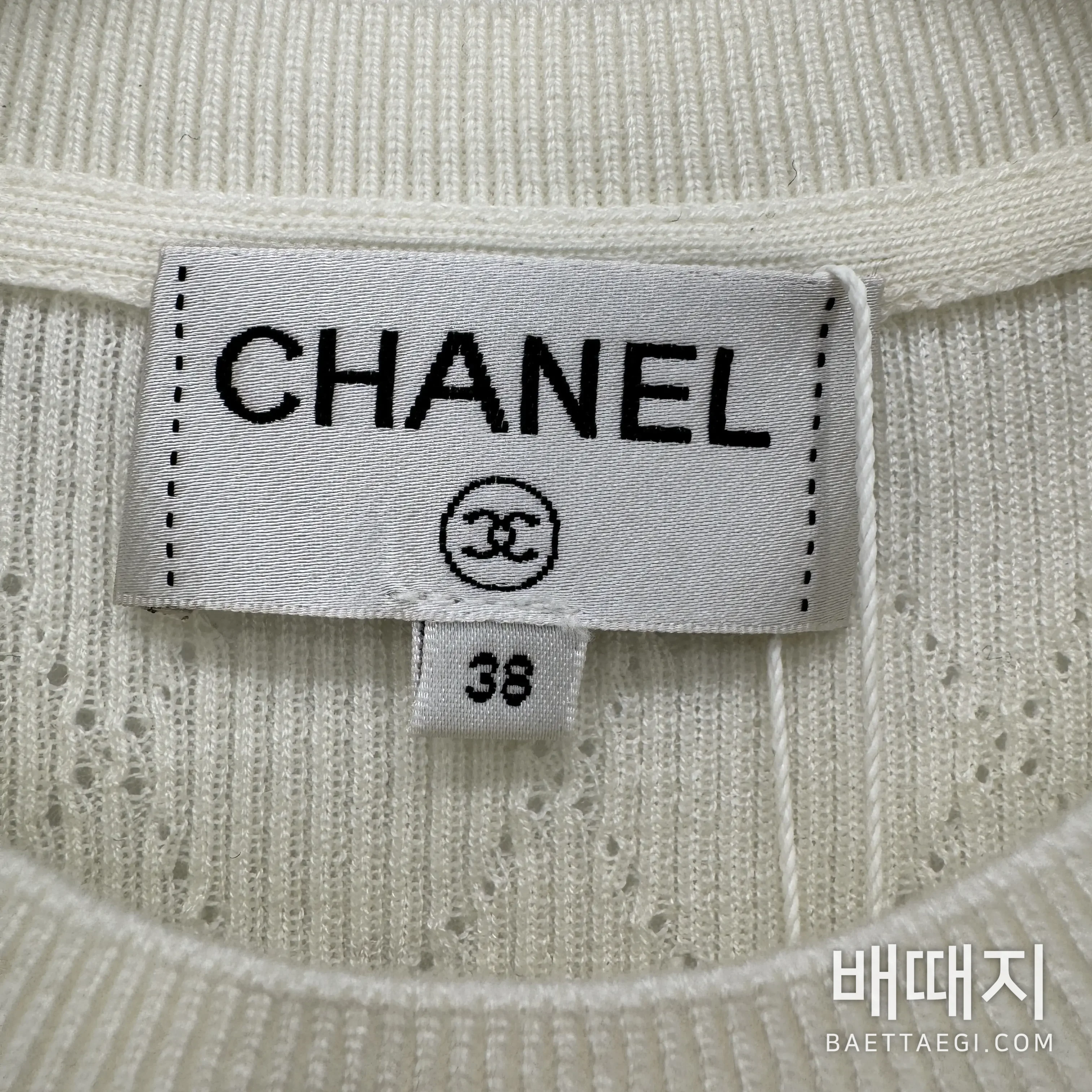 샤넬 다이아몬드 장식 여성 반팔 니트 티셔츠 검수사진 5