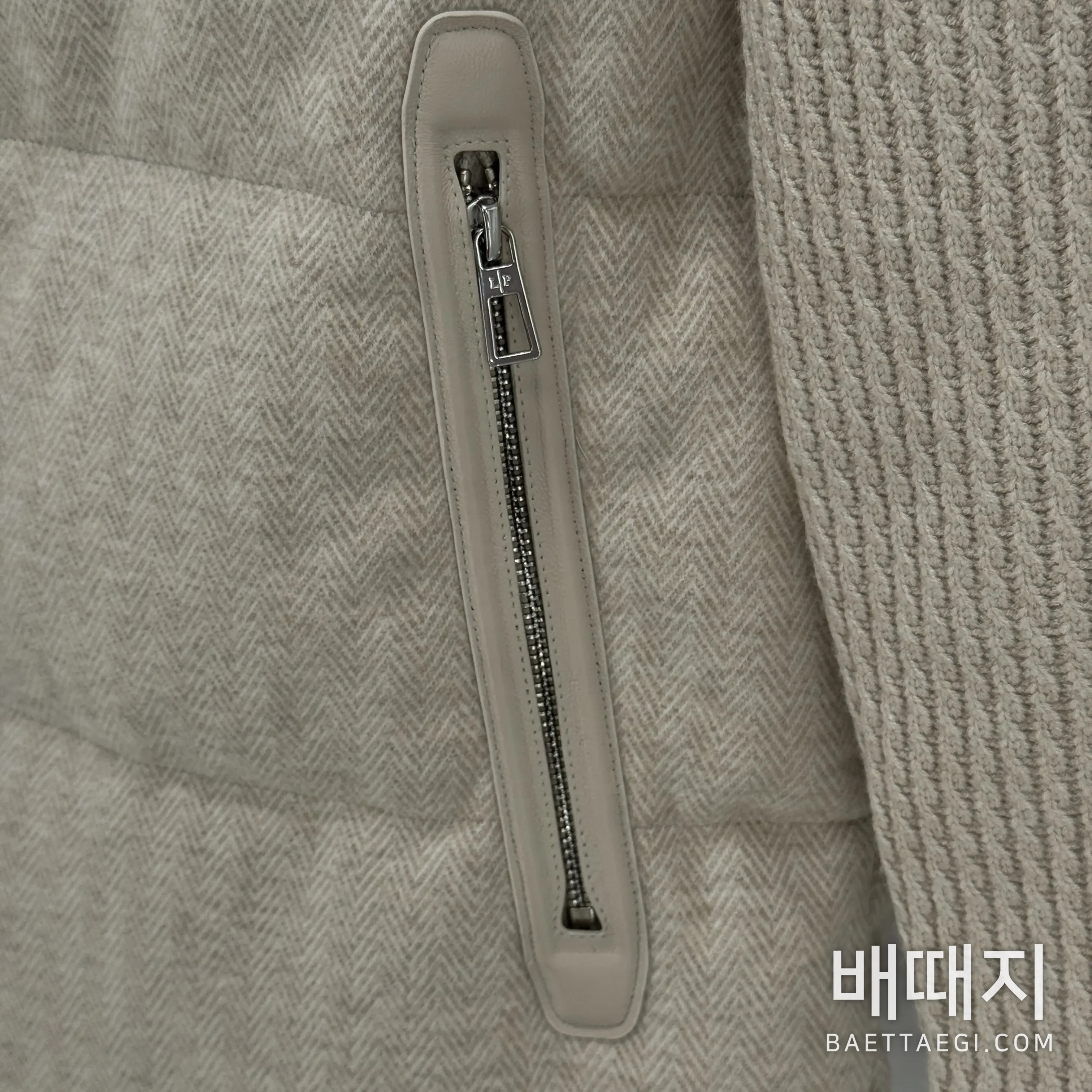 로로피아나 캐시미어 울 니트 구스 다운 남성 패딩 검수사진 5
