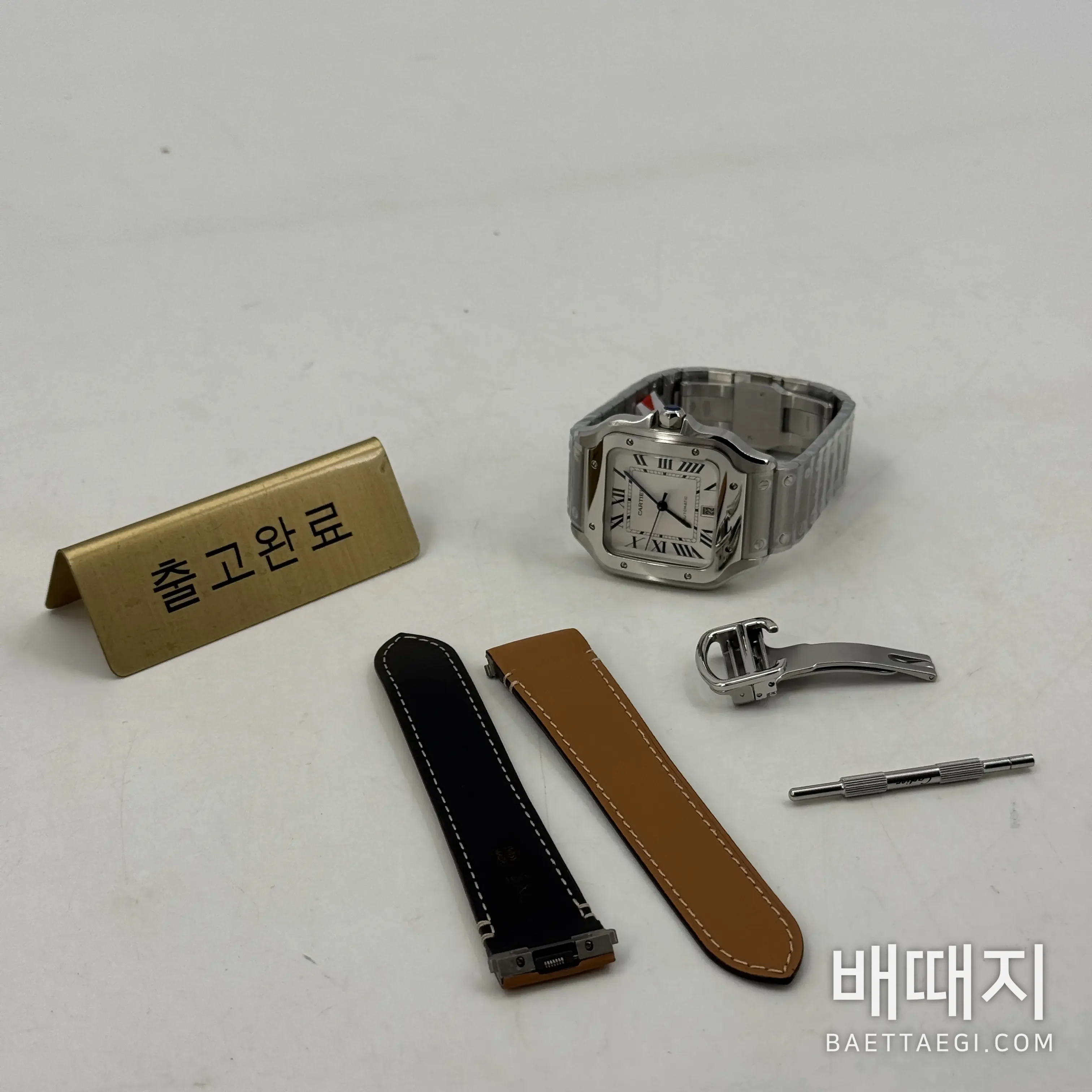 까르띠에 산토스 블루 스틸 남성용 오토매틱 시계 검수사진 1