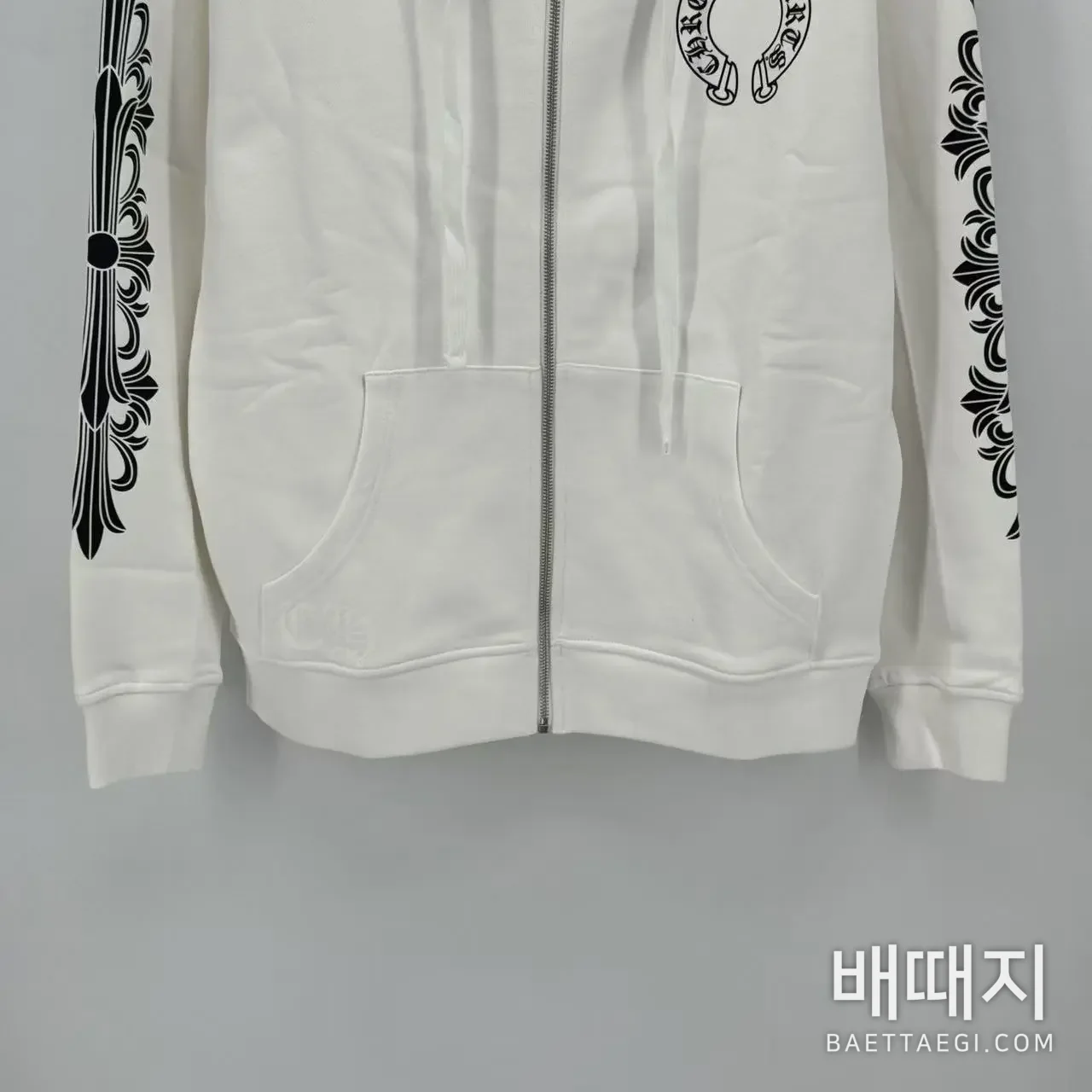 크롬하츠 블랙 플라워 소매 지퍼업 후드티 검수사진 3
