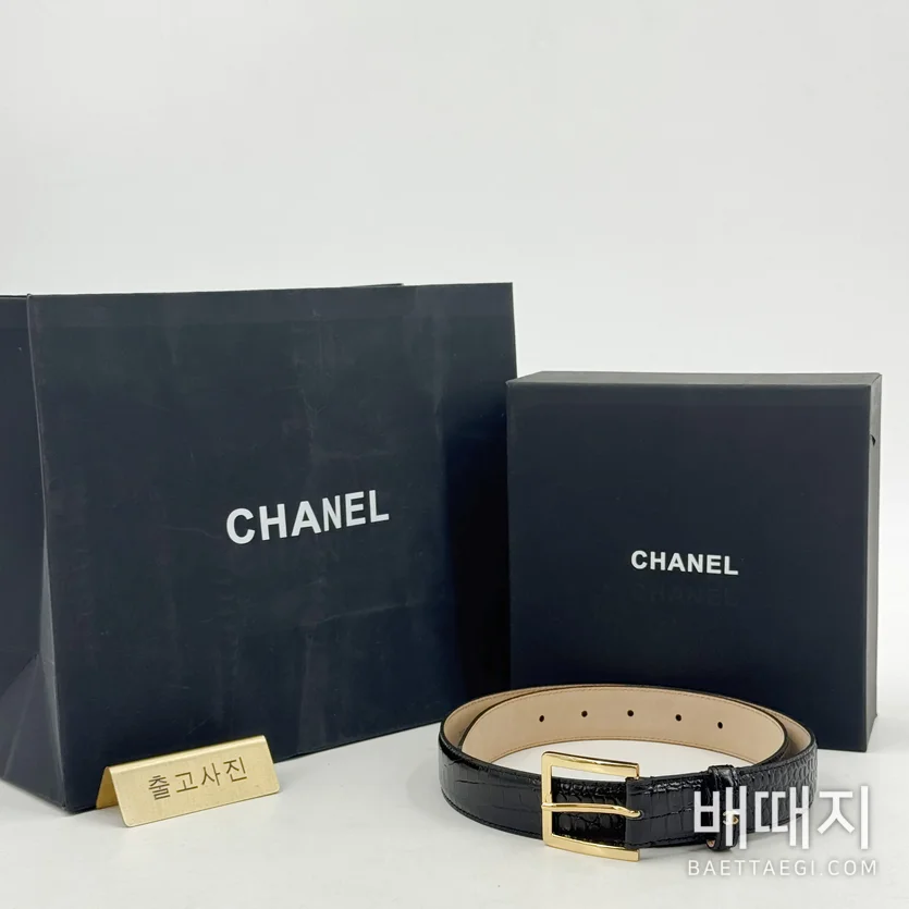 샤넬 크로커다일 패턴 가죽 벨트 30mm 177235