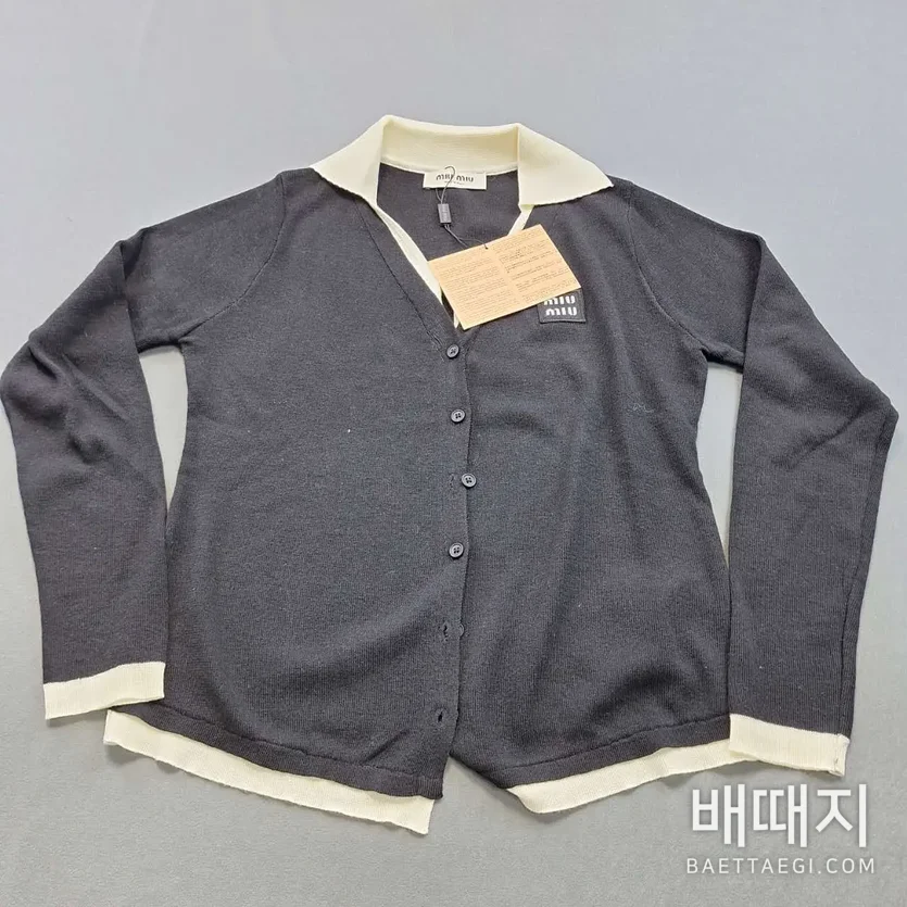 미우미우 컬러 블록 라펠 울 니트 가디건 154665