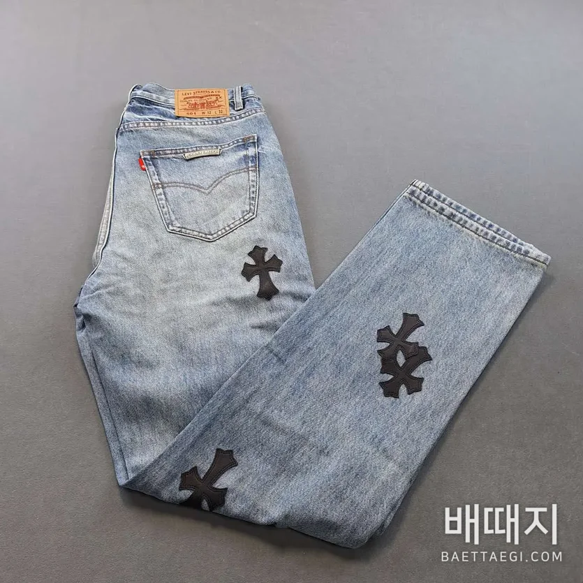 크롬하츠 클래식 블랙 라벨 자수 남성 바지 83196