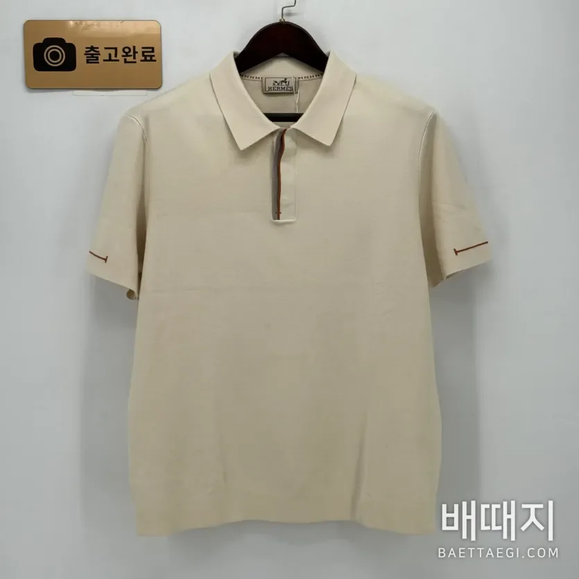 에르메스 H자형 라펠 슬림핏 남성 니트 반팔 티셔츠 156725