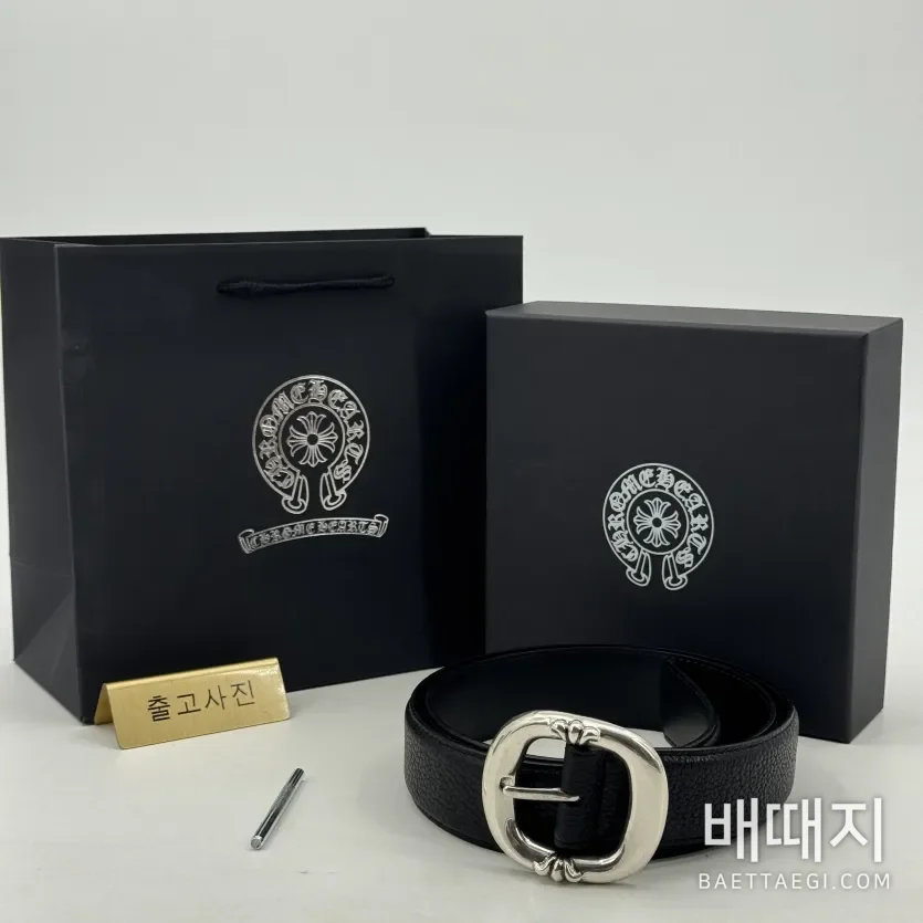 크롬하츠 건맨 소가죽 벨트 스털링 실버 은도금 163238