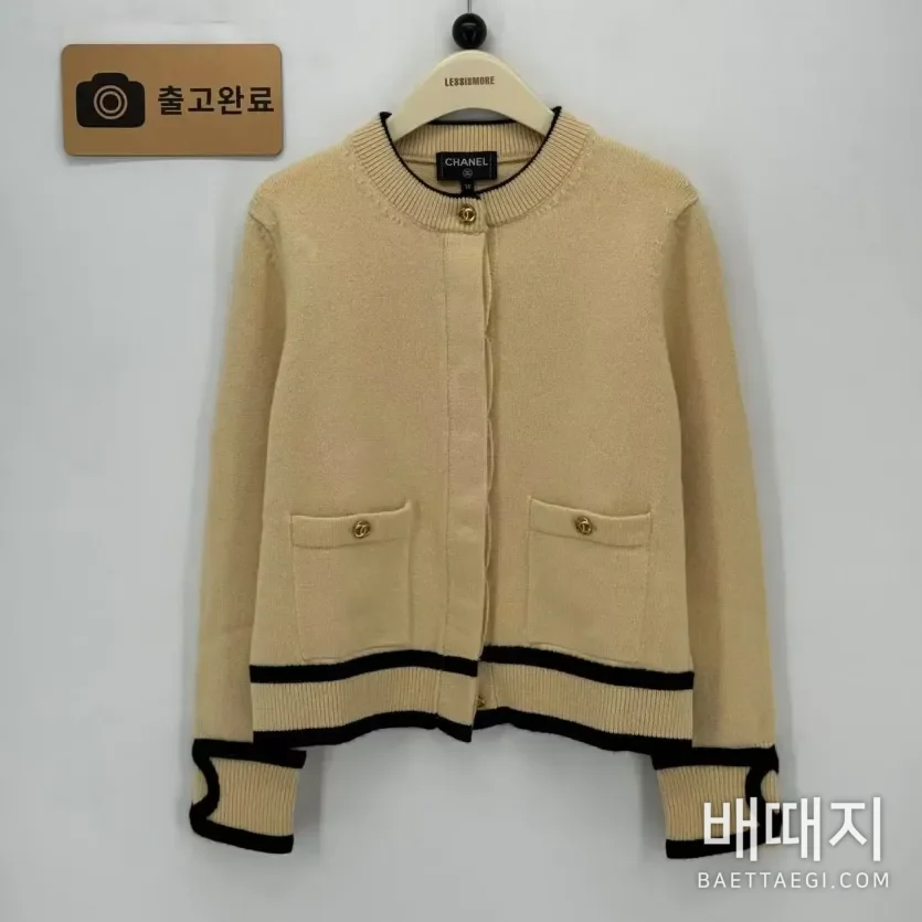 샤넬 크루넥 컬러블록 메탈 버튼 자켓 194630