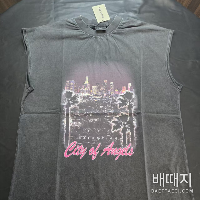 발렌시아가 로스앤젤레스 야경 남성 반팔 티셔츠