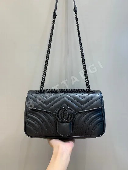 구찌 마카롱 블랙 가죽 숄더백 26CM443497