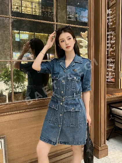 프라다 여성 데님 로고 벨트 원피스 레플리카 45808