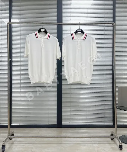 톰브라운 트리콜로르 카라 아이스 실크 반팔 폴로셔츠 159501