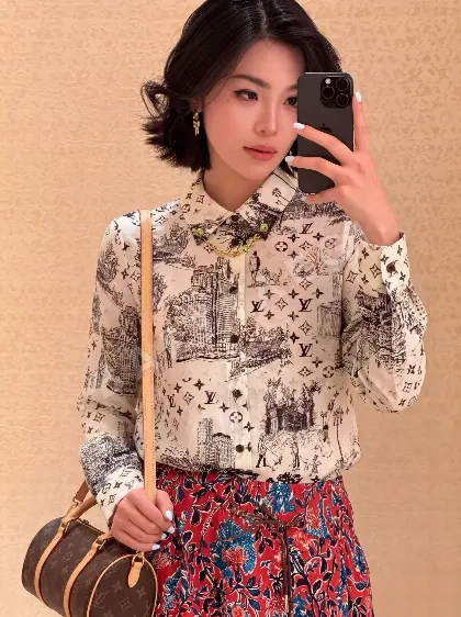 루이비통 빈티지 프린트 실크 셔츠 154133