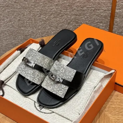에르메스 줄리아 샌들 블랙 도마뱀 가죽 165697