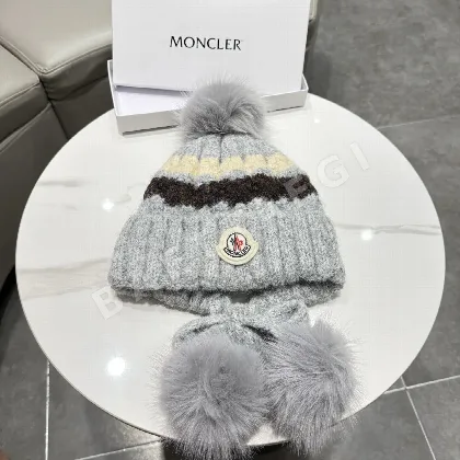 몽클레르 페어아일 패턴 울 폼폼 니트 모자 186897
