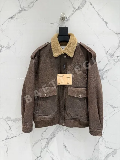 미우미우 울 모피 안감 남성 가죽 자켓 194407