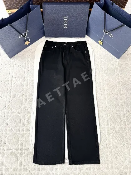 디올 블랙 스트레이트 진 바지 194340