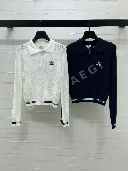 샤넬 카라 울 니트 긴소매 탑 155628