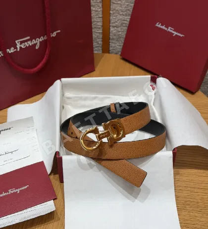 페레가모 JD280 필라 25mm 리버시블 간치니 여성 슬림 가죽 벨트 179484