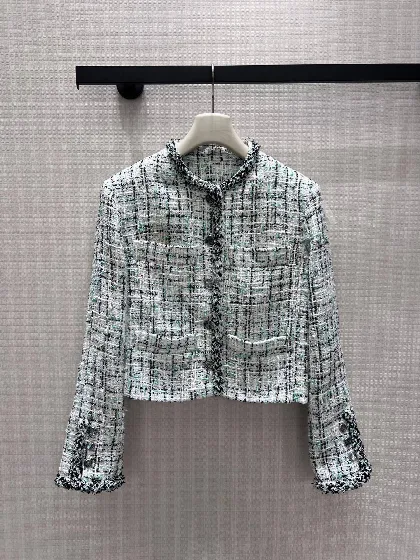 샤넬 민트 트위드 라운드넥 여성 자켓 203433