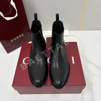 구찌 부츠 남성 가죽 더블 G 펀칭 205415