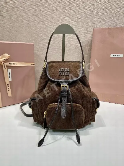 미우미우 코듀로이 가죽 백팩 5BZ043 68576
