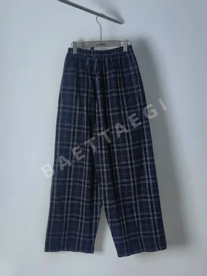 체크 자수 남성 바지 205329